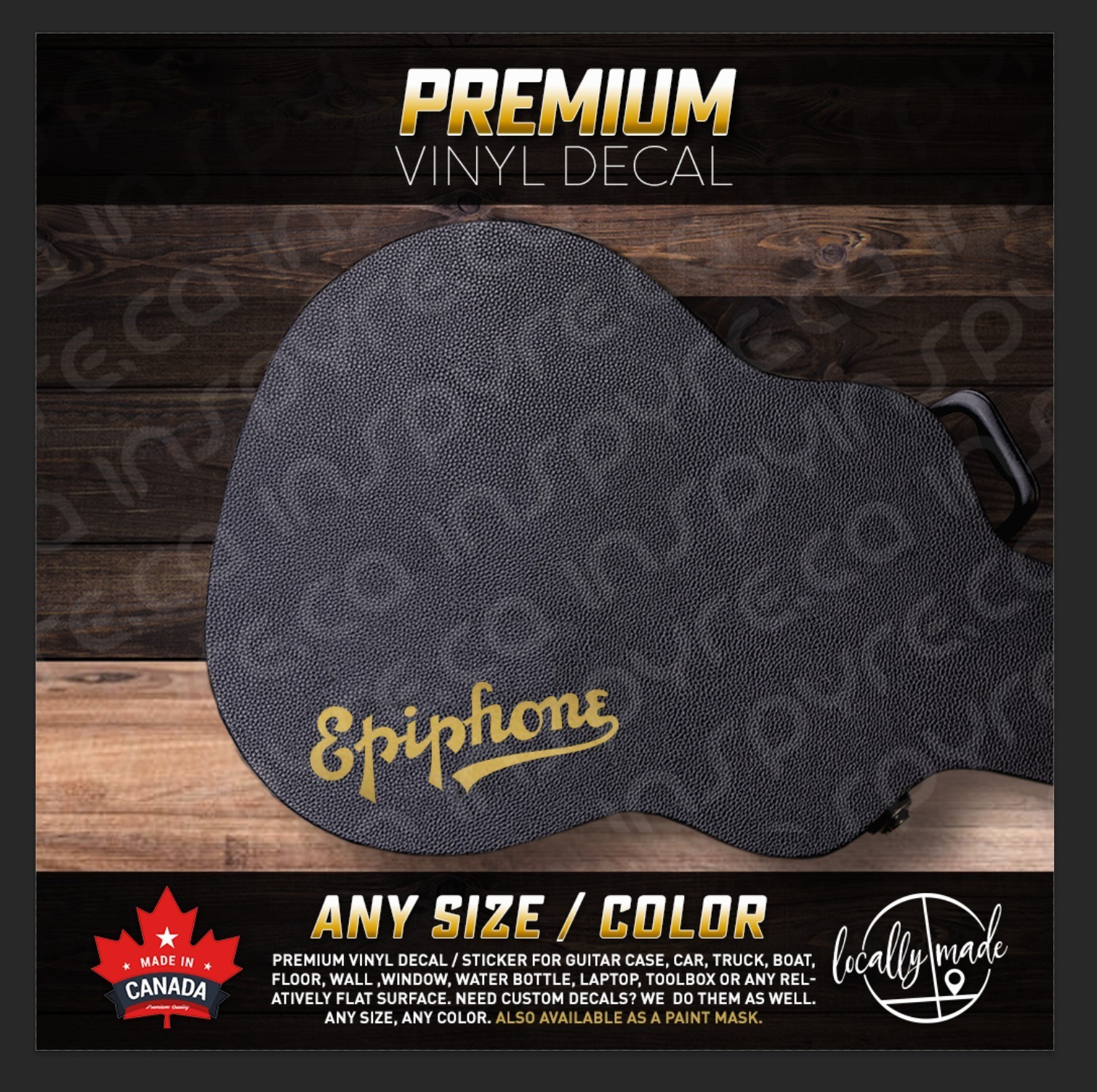Epiphone Script Vinyl Decal/Sticker for guitar case vehicle | ANY SIZE or COLOR!