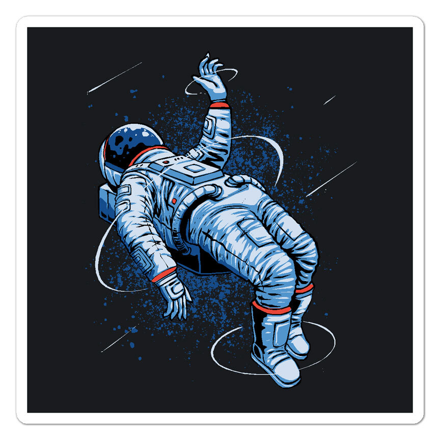 Astronaut Floating Space, Vinyl Decal Sticker, Indoor Outdoor, 3 Sizes, #11141