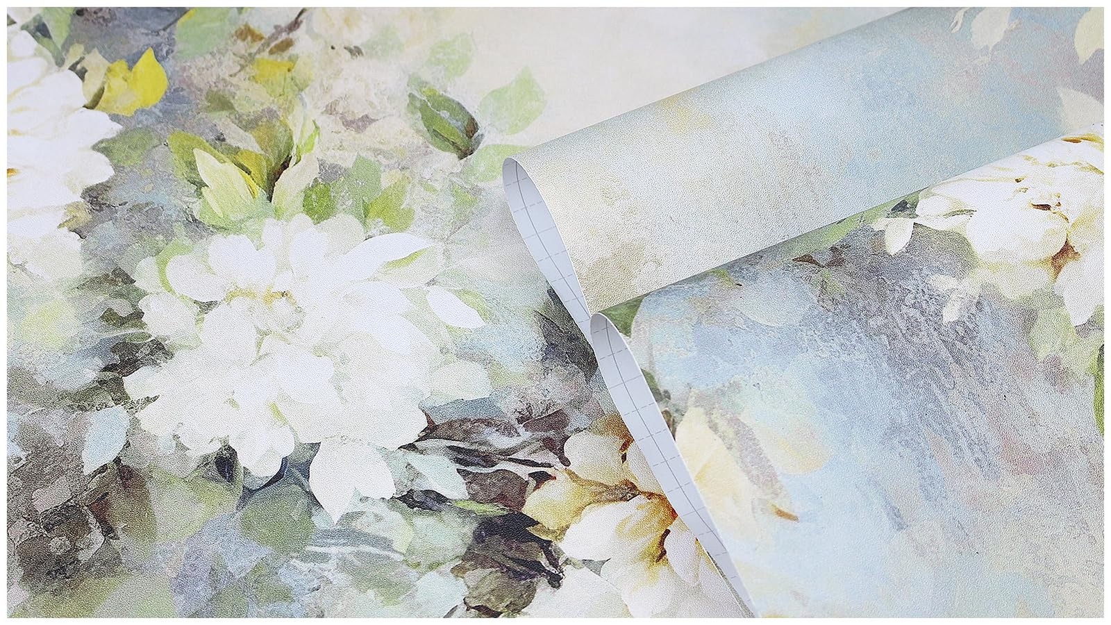 HAOKHOME Peel and Stick Floral Wallpaper Beige/Blue/Green Flower Bouquet Wall…