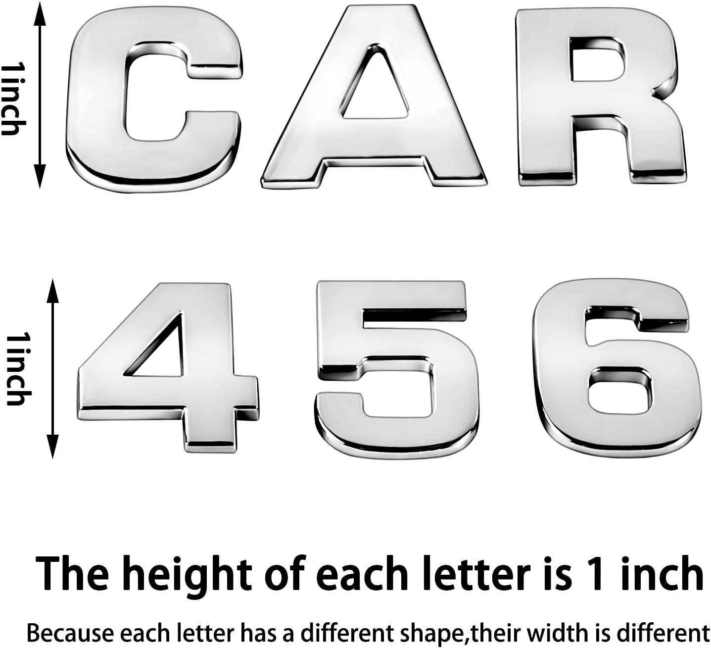 43Pcs Car Emblem Letters Sticker DIY 3D Chrome Number Symbol Badge Decal New