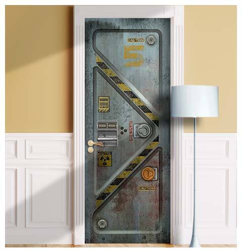 Sci-Fi Bunker Core Door Mural, Peel and Stick, Removable, Sticker, Cover, Decal