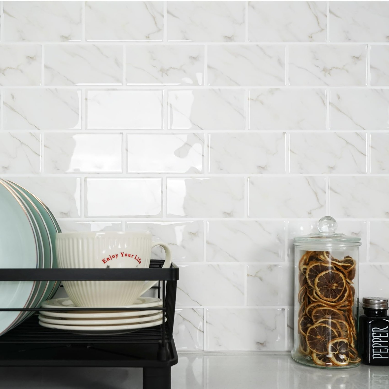 10-Sheet Subway Tile Peel and Stick Backsplash, Self Adhesive Vinyl Wall Tile…