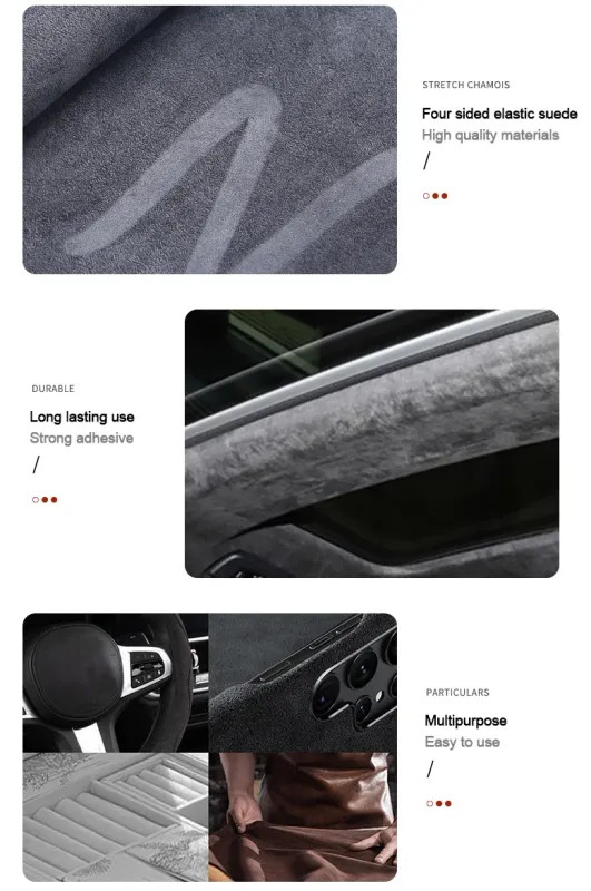 Suede Fabric Roll Sticker for Car Interior Drawer Liner Jewelry Box Decor Faux