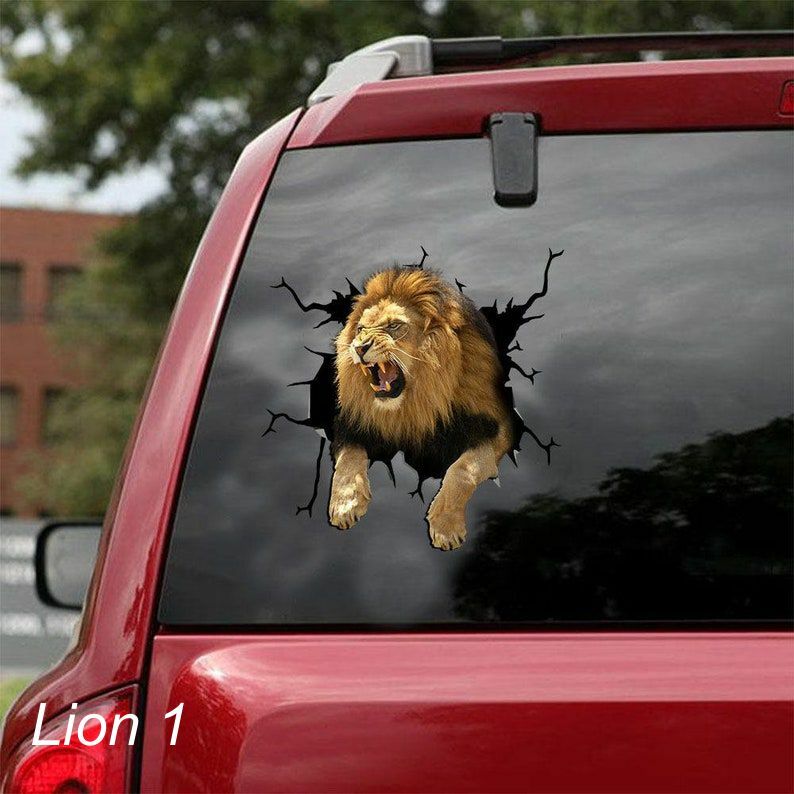 LARGE-SIZED CAR DECAL – LION – 2 CHOICES