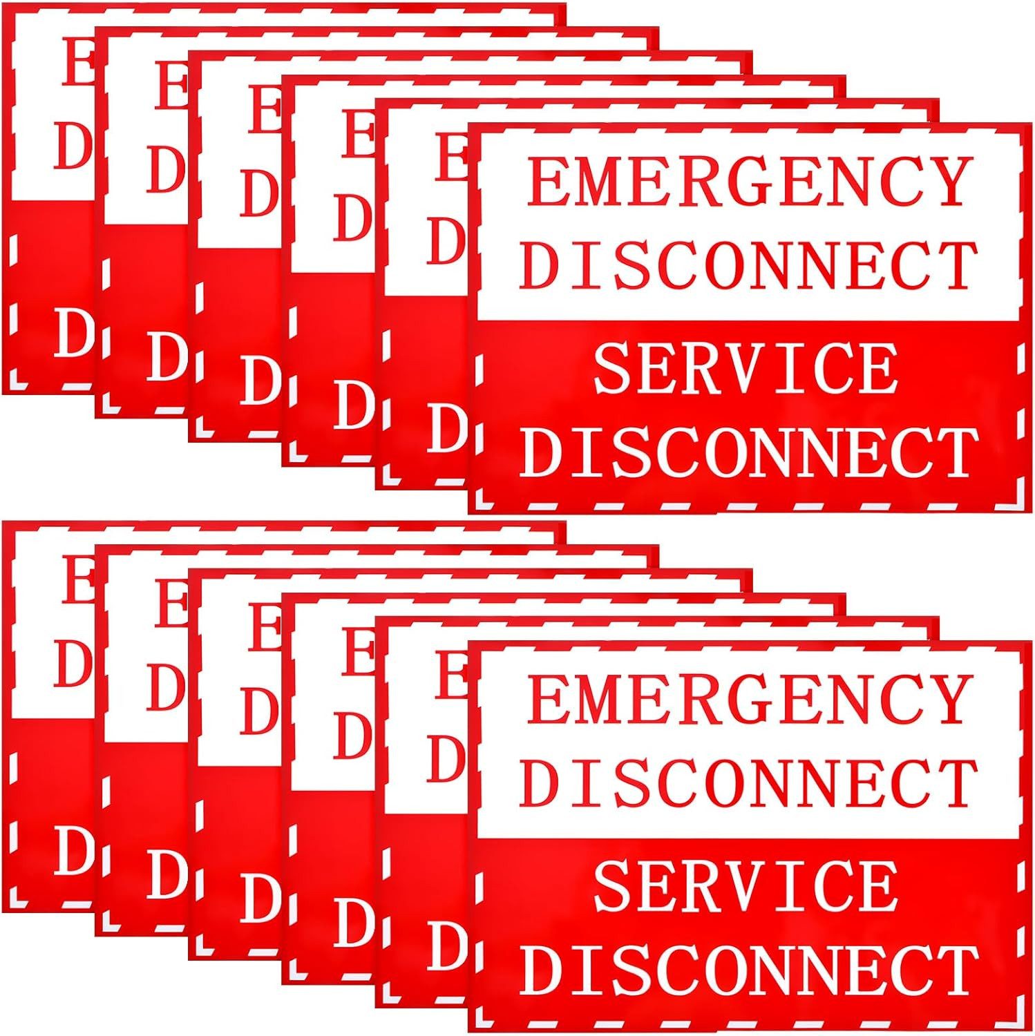12PCS NEC Compliant Emergency Disconnect Sticker, 5X3.5 Inch Emergency-Disconnec