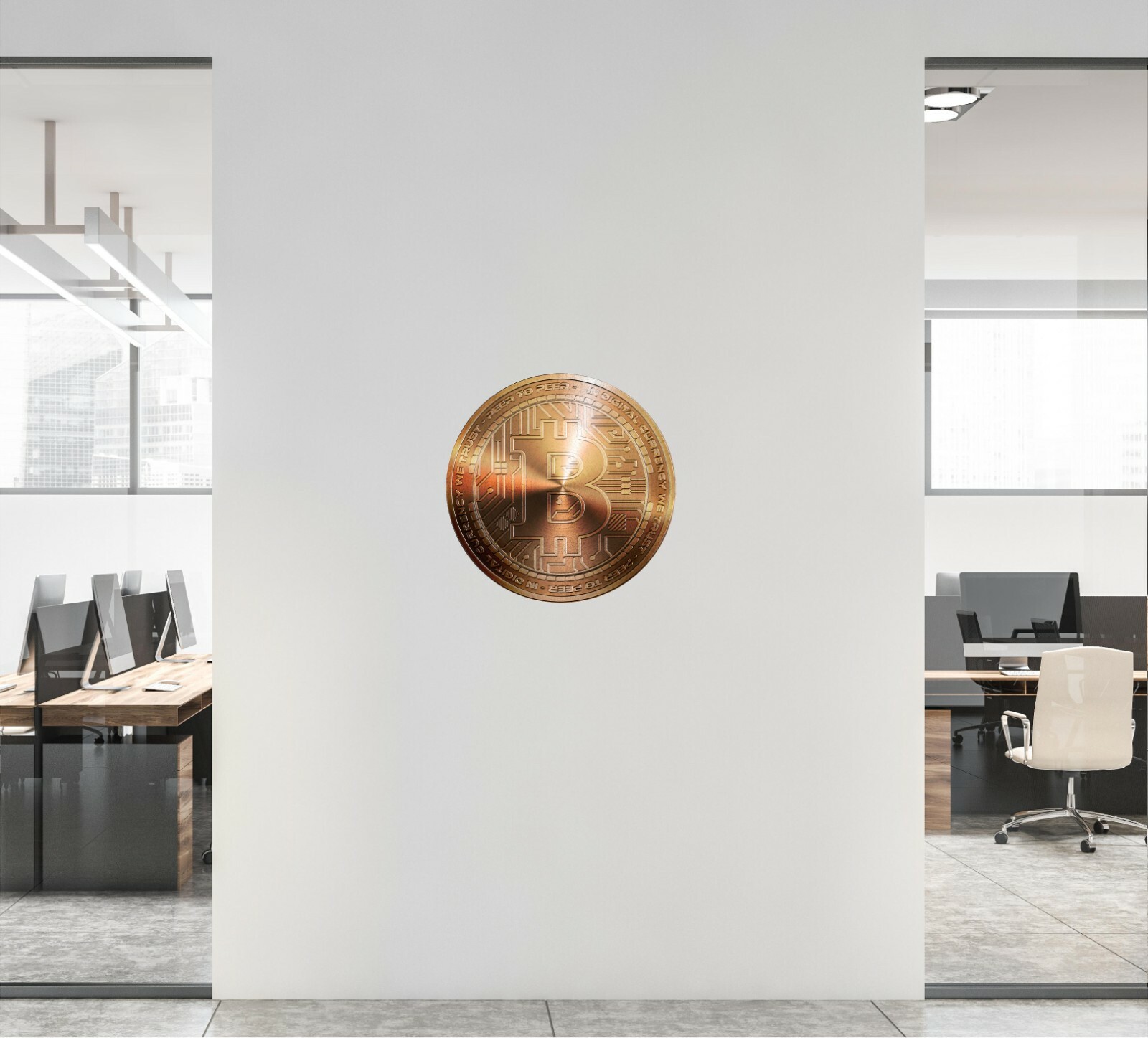Bronze BITCOIN Cryptocurrency Logo Wall Decal Removable Vinyl Wall Sticker