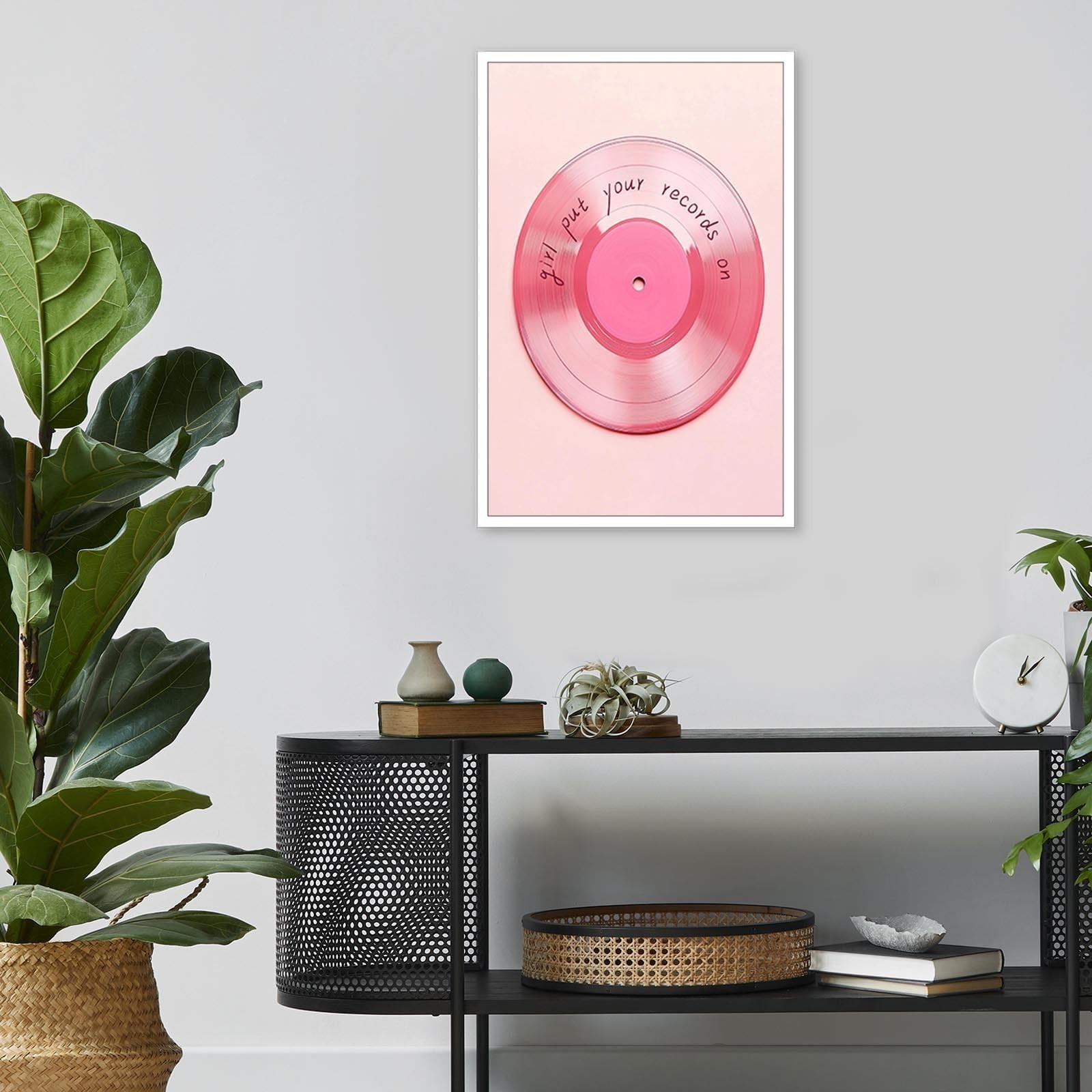 LRCYBMN Vintage Light Pink Vinyl Record Wall Art Poster Retro Maximalist Ecle…