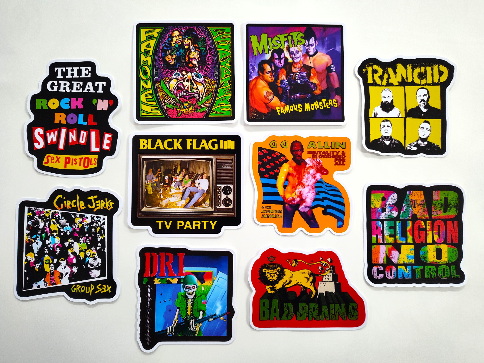 Punk Vinyl Sticker Lot (10 Stickers) SET 24 rock band crust hardcore ska emo oi!