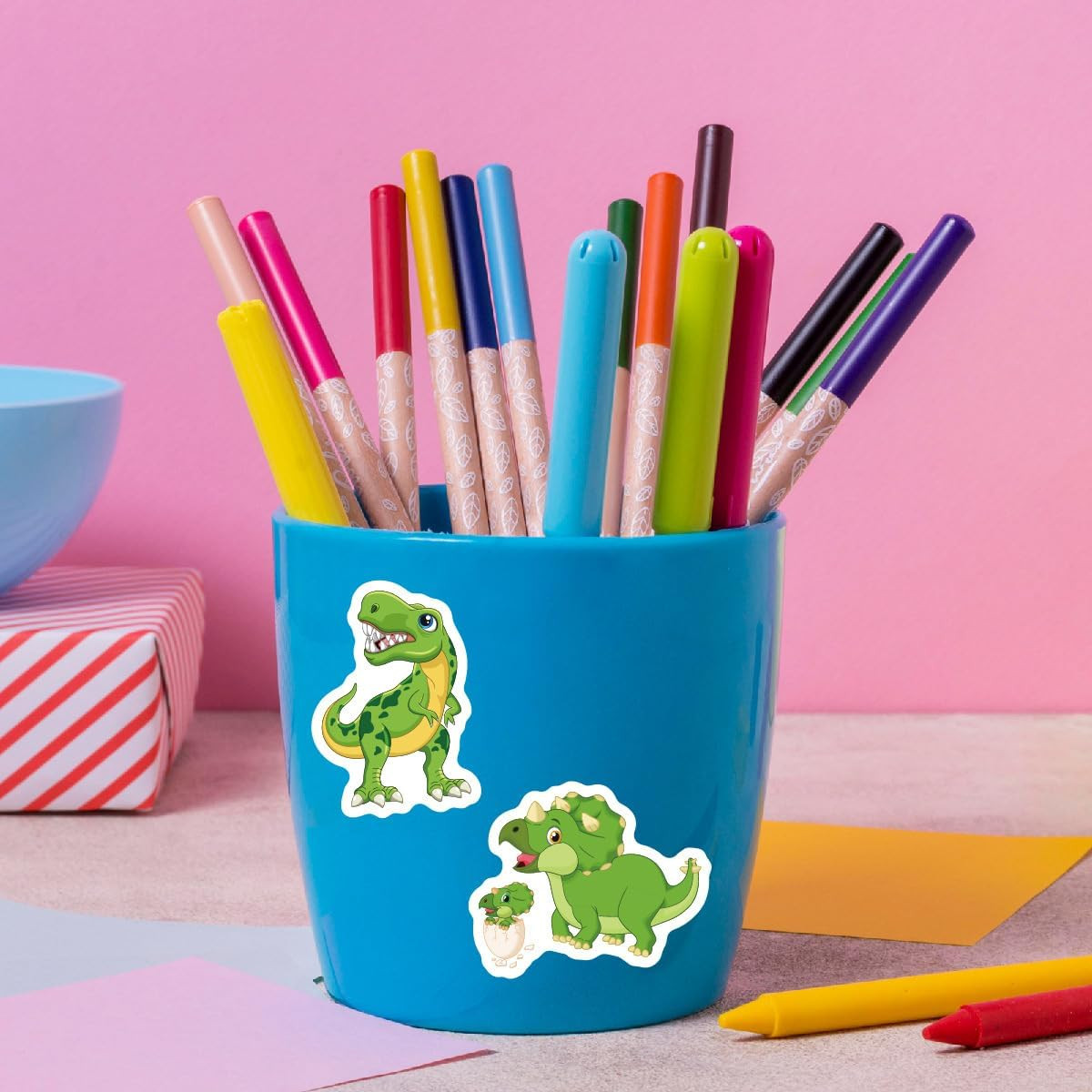 100Pcs Cute Cartoon Dinosaur Stickers for Kids Waterproof Vinyl Dino Stickers