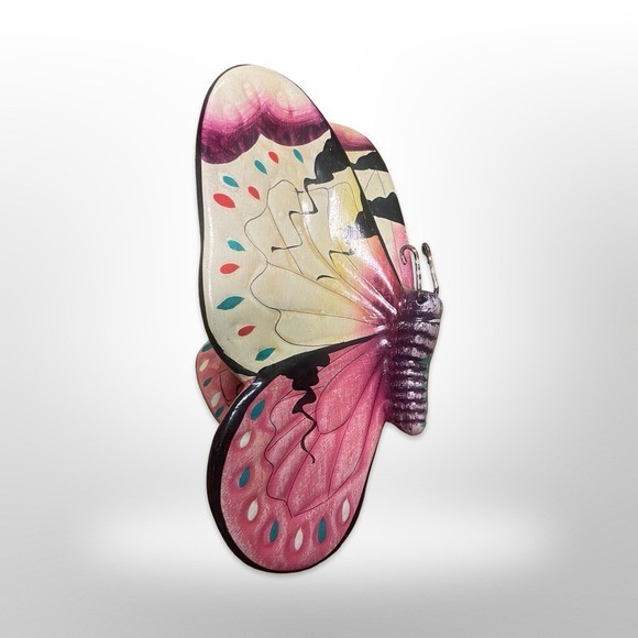 Whimsical Butterfly Wall Decor Hand Painted Ceramic Garden Art cottage boho