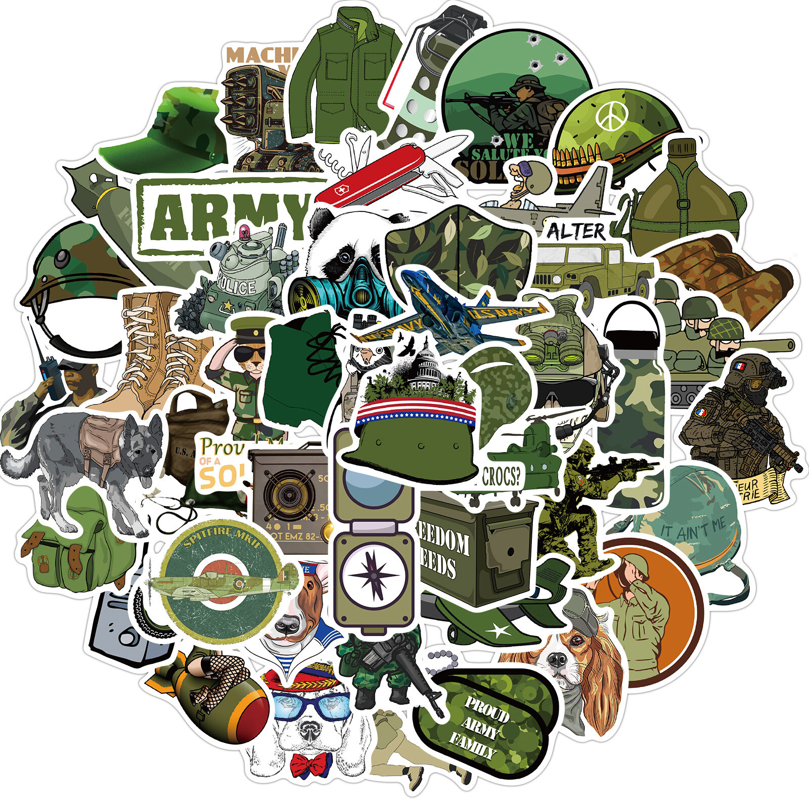50 Pcs Military Army Stickers Soldier American Patriot Sticker Kids Adults