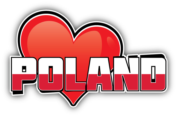 Poland Art Heart Flag Travel Slogan Car Bumper Sticker Decal