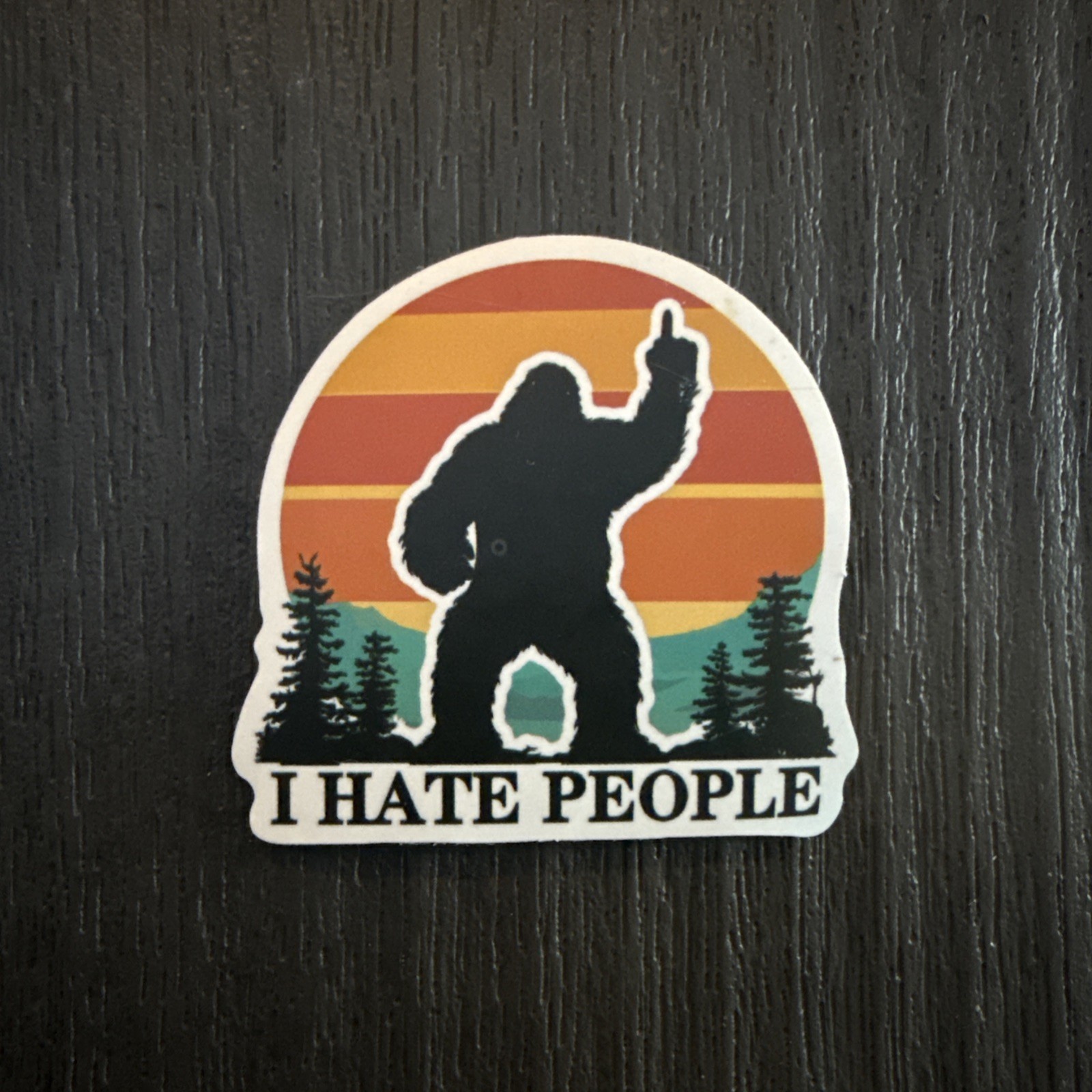 Big Foot Yeti Sasquatch Vinyl Sticker 3×3 Inches Round “I Hate People”