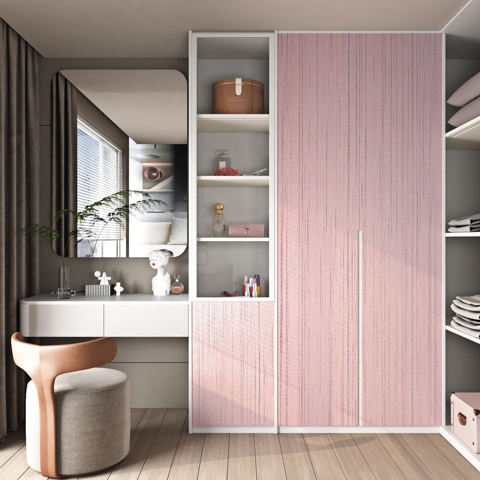 FunStick Grasscloth Peel and Stick Wallpaper Textured Pastel Pink Wallpaper R…