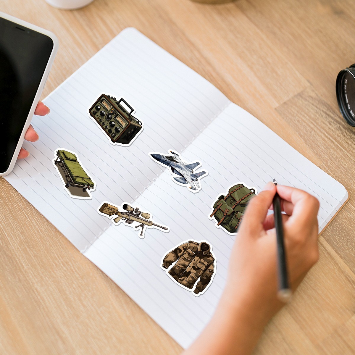 50pcs Waterproof Vinyl Stickers US Army Military Buff Car Luggage Phone Laptop