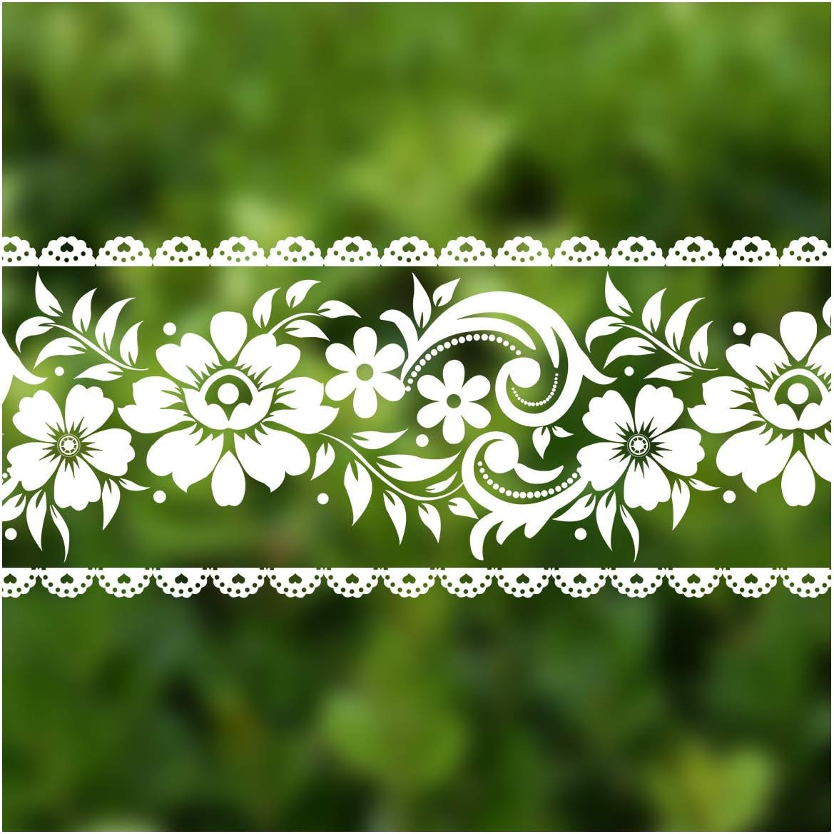 Lace Border Window Sticker Transparent White Removable Peel and Stick Wallpaper