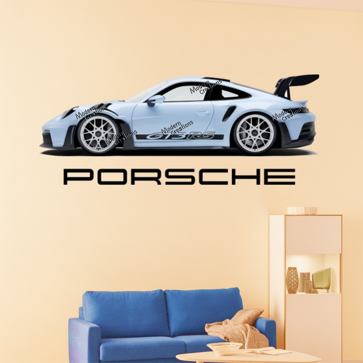Porsche Sports Car Wall Stickers Room Decor Vinyl Decal Mural Home Art DIY
