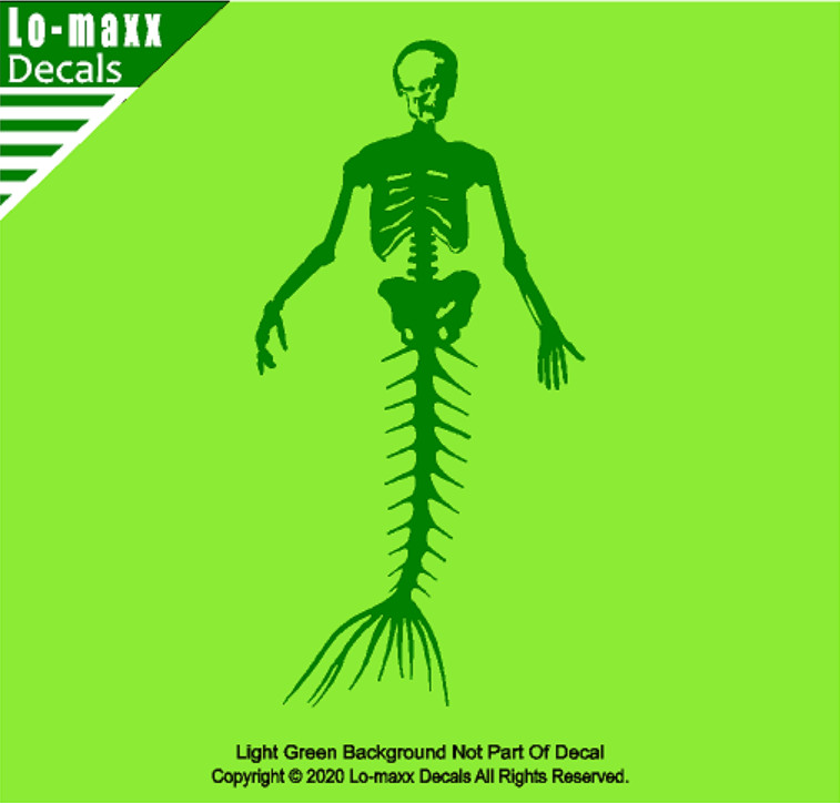 Mermaid Skeleton Sea life Ocean Beach Various Sizes Colors Die Cut Vinyl Decal