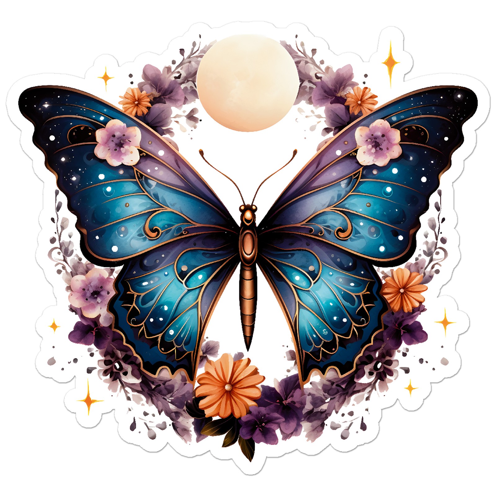 Butterfly Stars Moon – Vinyl Decal Sticker – Car Window Laptop – ebn11204