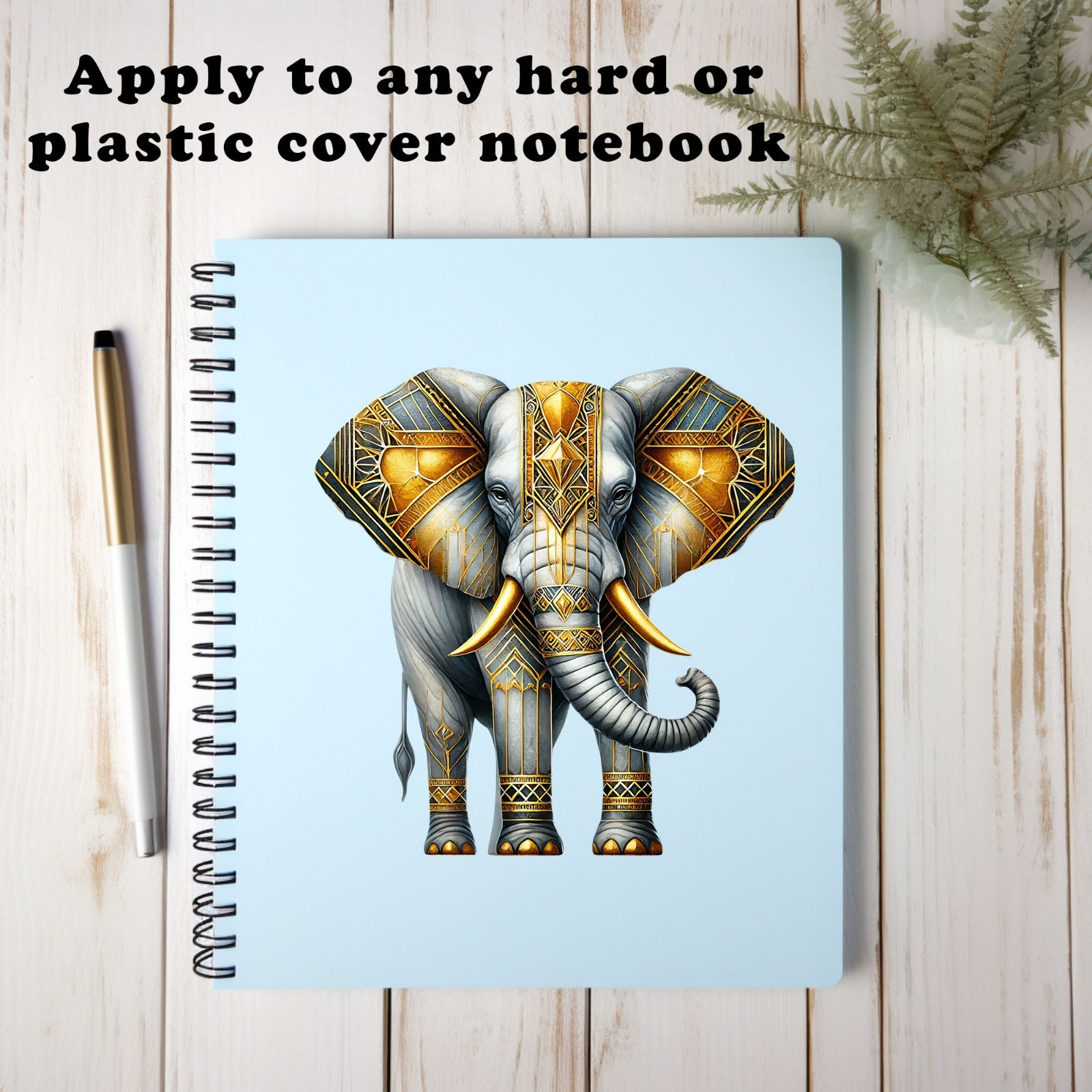 Art Deco Elephant UV DTF Transparent Sticker / Decal