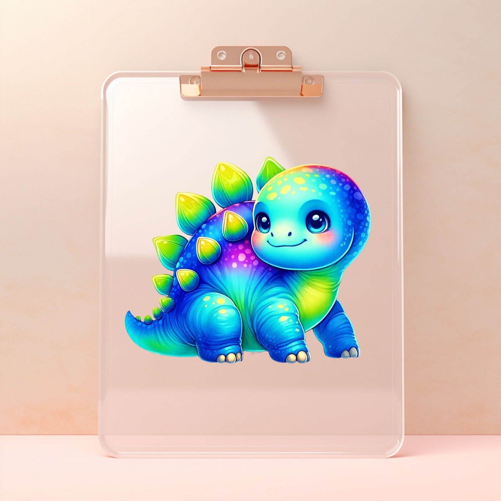 Blue Green Stagosaurus Dinosaur UV DTF Transparent Sticker / Decal