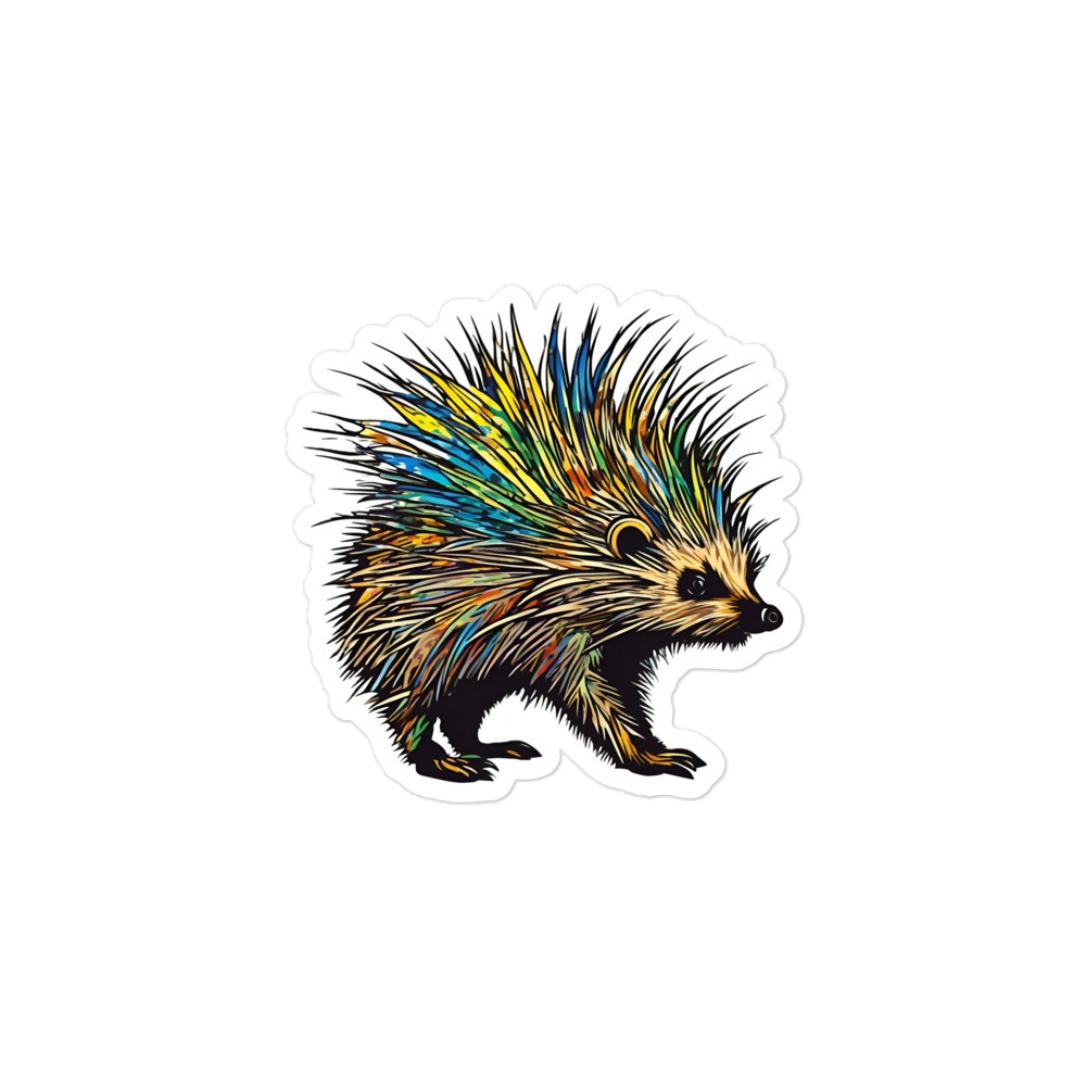 "Psychedelic Porcupine" Sticker Trippy Wildlife Spines Quills