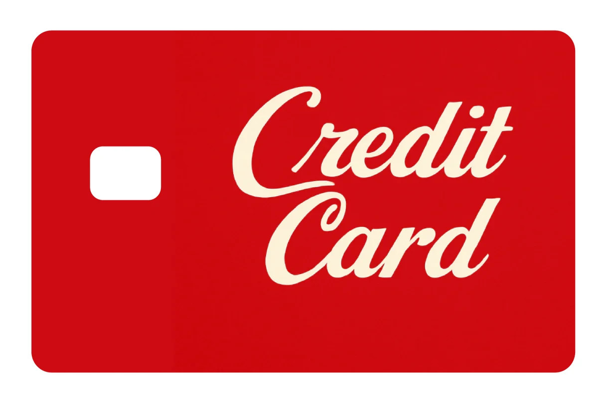 Classic Credit Card Red Retro Decal 4 Pack Script Font All Chip Cutouts