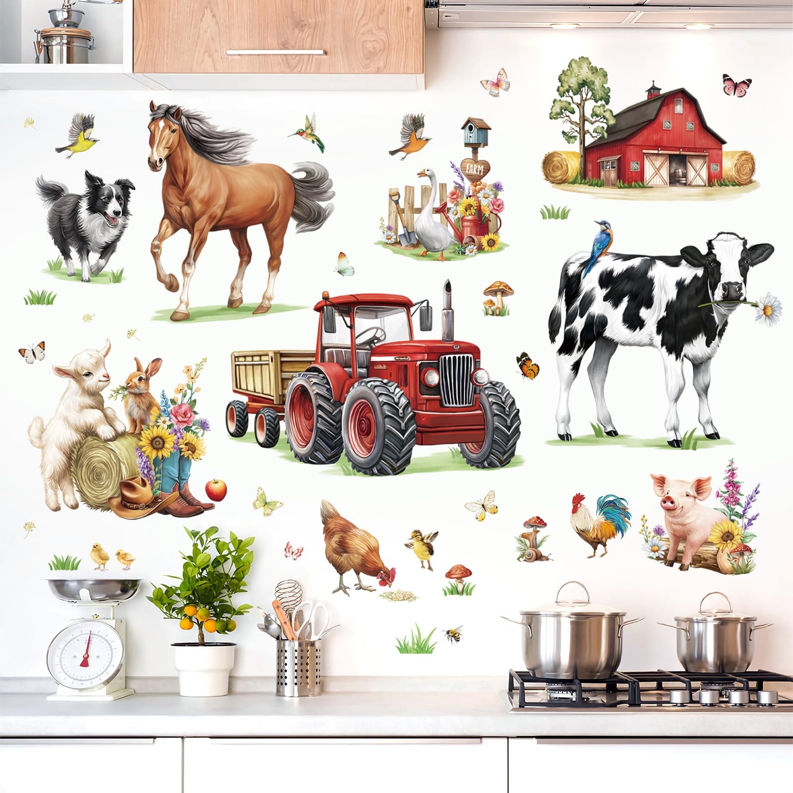 Farm Animal Wall Decals Horse Cow Farmhouse Truck Wall Stickers Bedroom Livin…