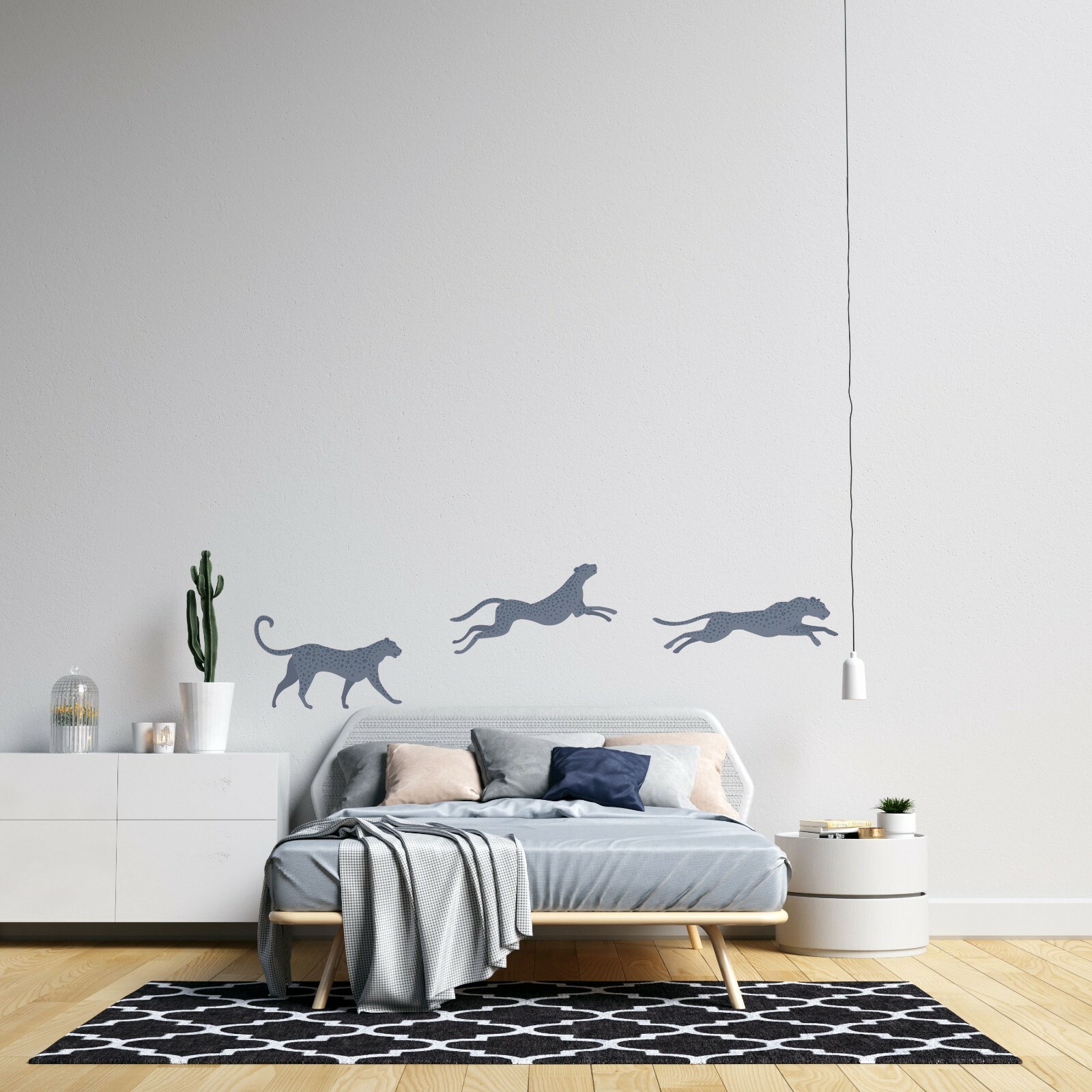 Vinyl Nursery Kids Bedroom Large Cat Animals Design Leopards Wall Decal Art 5×20