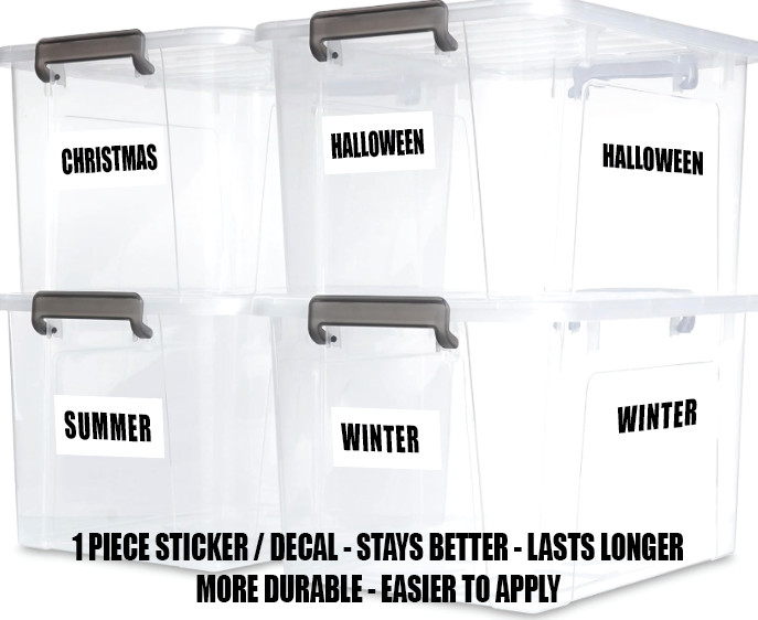 Organization Storage Bin Tub Stickers Label Decals 4each – Home Office Holiday