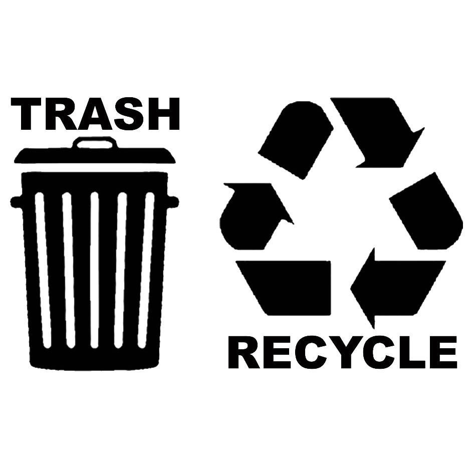 Recycle Trash Symbol Decal Label Choose Color & Size
