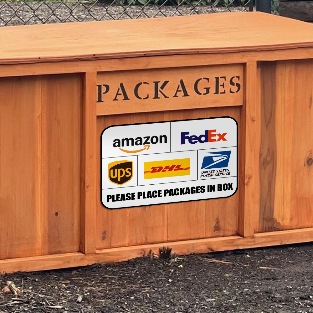 2-Pcs Please Place Packages In Box Delivery Sign Sticker Amazon FedEx Vinyl