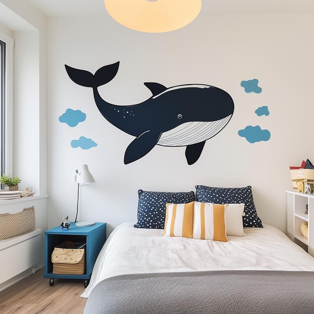 Whale Wall Decal | Ocean Theme Nursery Vinyl Sticker