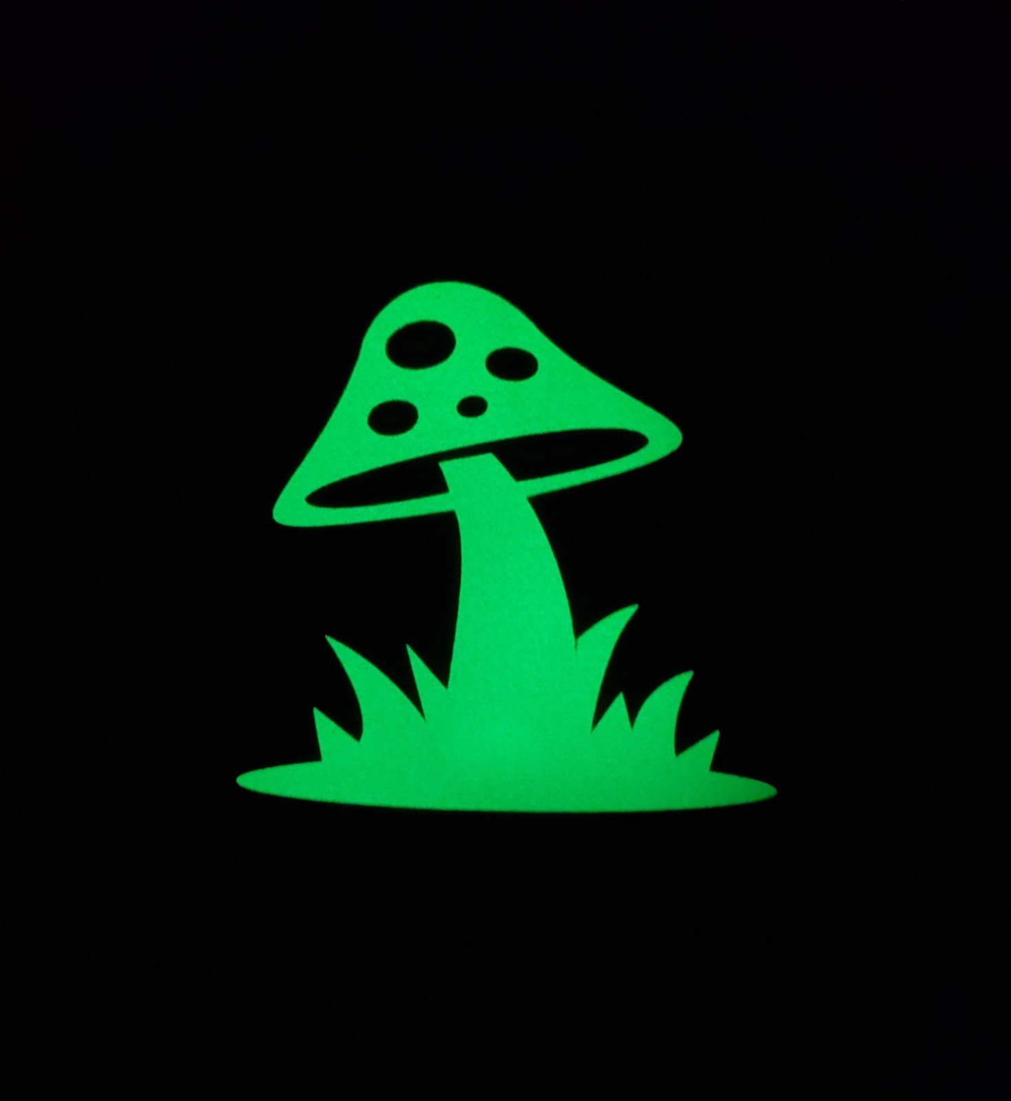 Glow In The Dark Single Mushroom Vinyl Decal Sticker Bright Green Medium Size