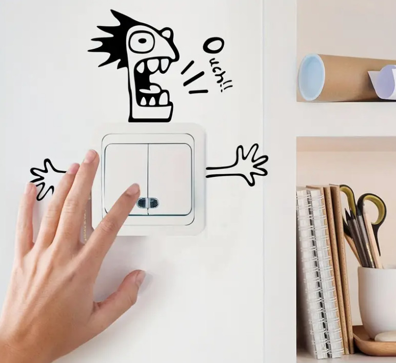 Funny Character Outlet Sticker Home Decor Living Room, Bedroom, Bathroom SD 8
