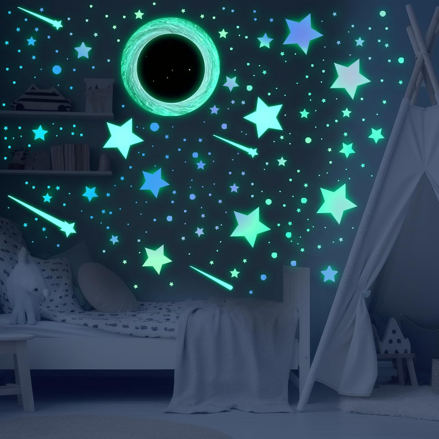 Glow in the Dark Stars Ceiling Wall Stickers Vinyl Decals Green Purple Galaxy