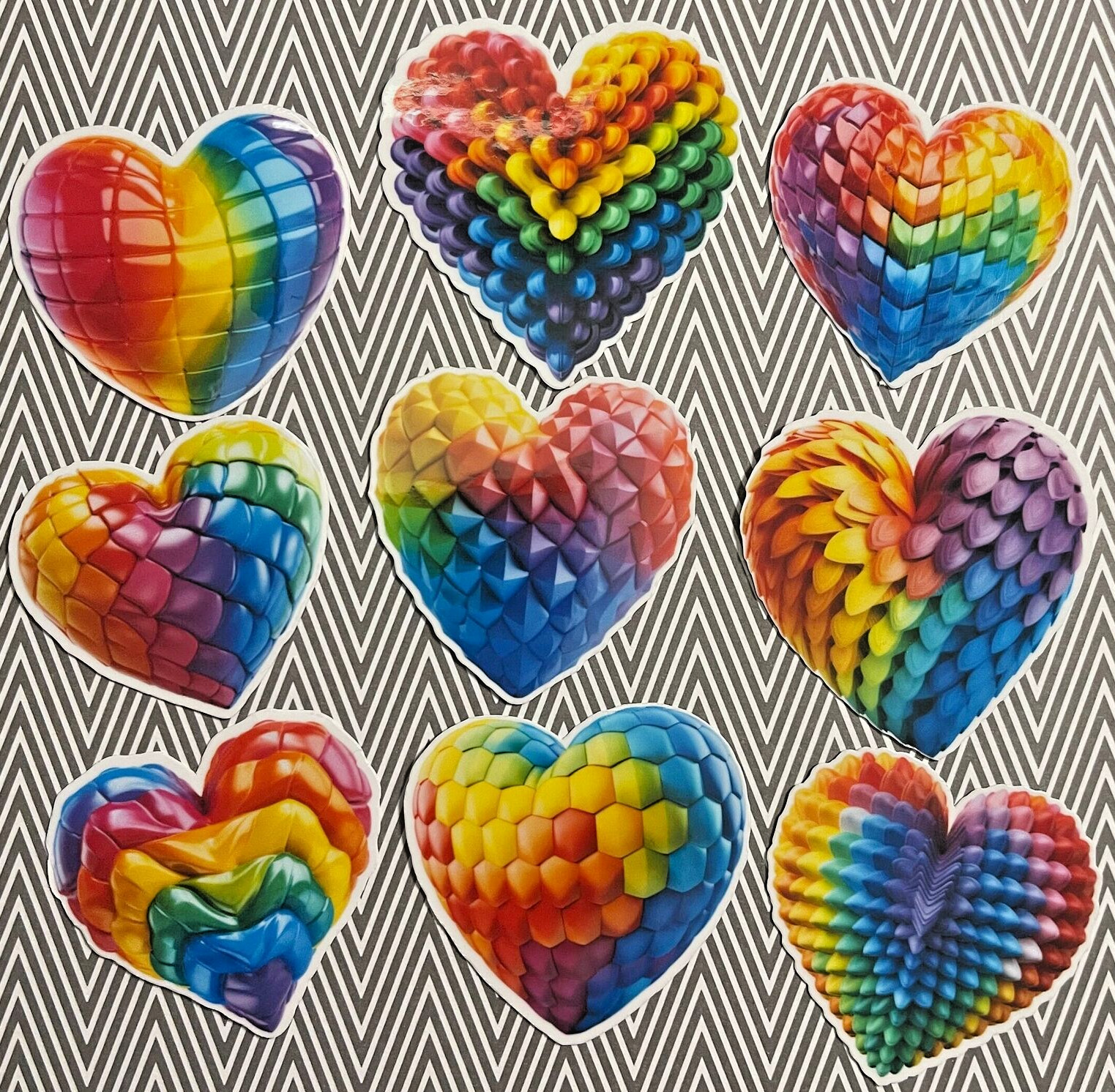 Rainbow Heart Die Cut Vinyl Stickers Set Notebook Laptop Waterbottle Sticker
