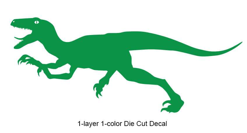 Dinosaur – Running Velociraptor #6 – Jurassic Period – 4-21" wide – DieCut Decal