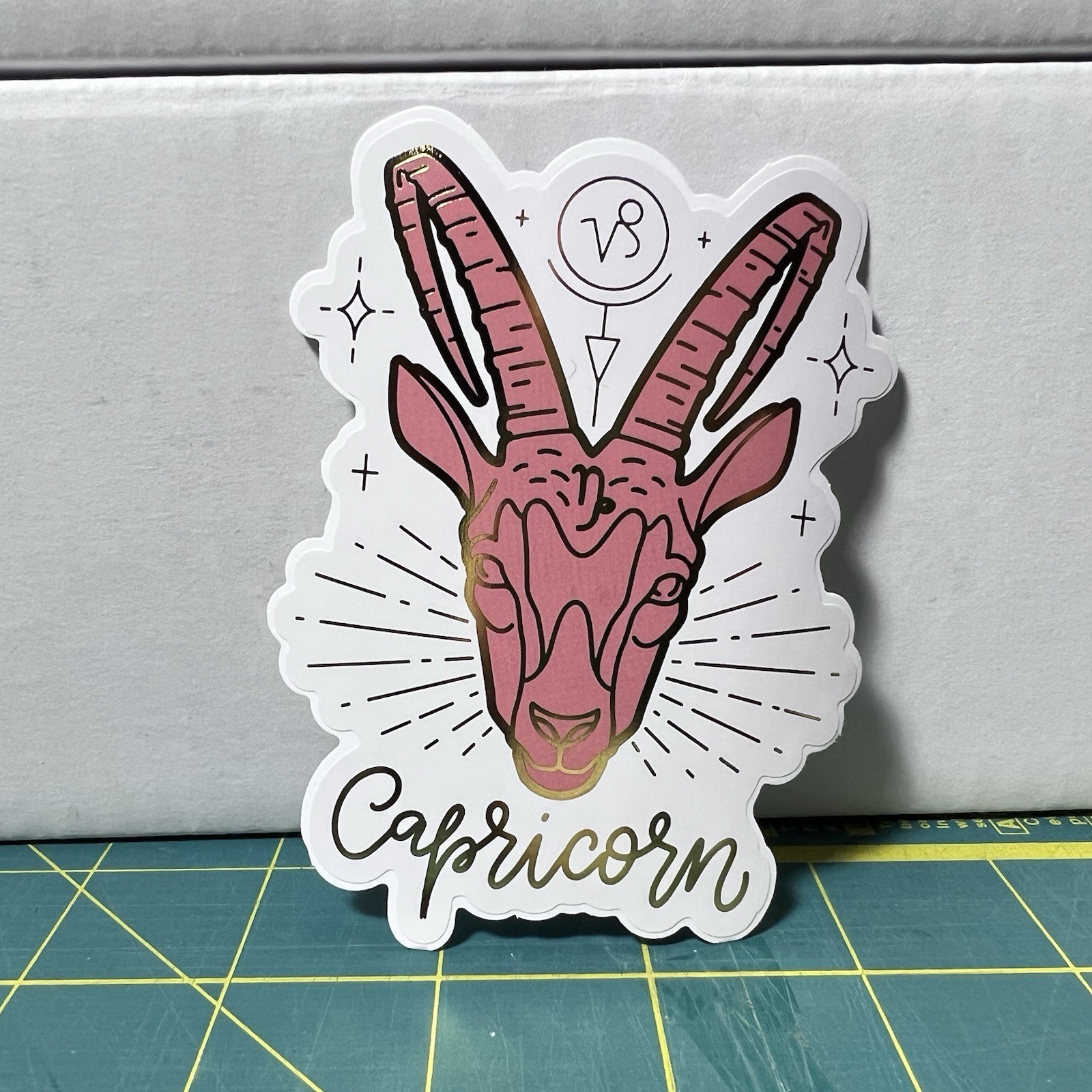 Capricorn Vinyl Diecut Sticker UV Fade Resistant Dishwasher Safe 3.5” X 3.5”