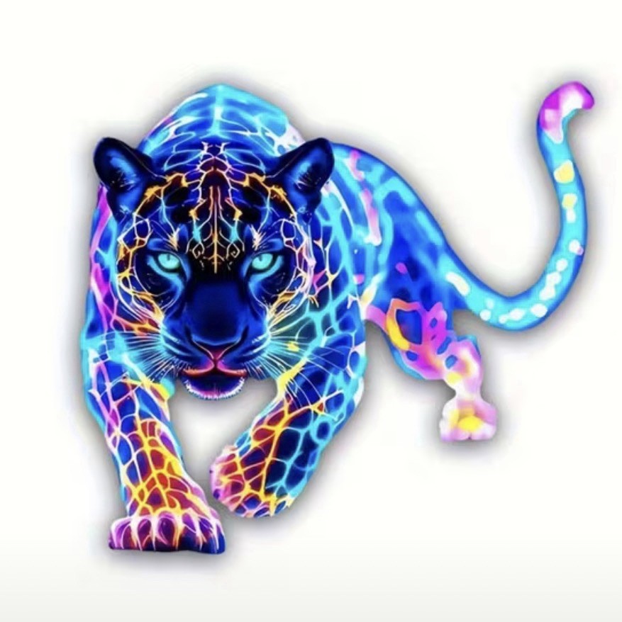 BRIGHT LED NEON PANTHER LEOPARD CAT FELINE 3” INCH VINYL DECAL STICKER 1PC