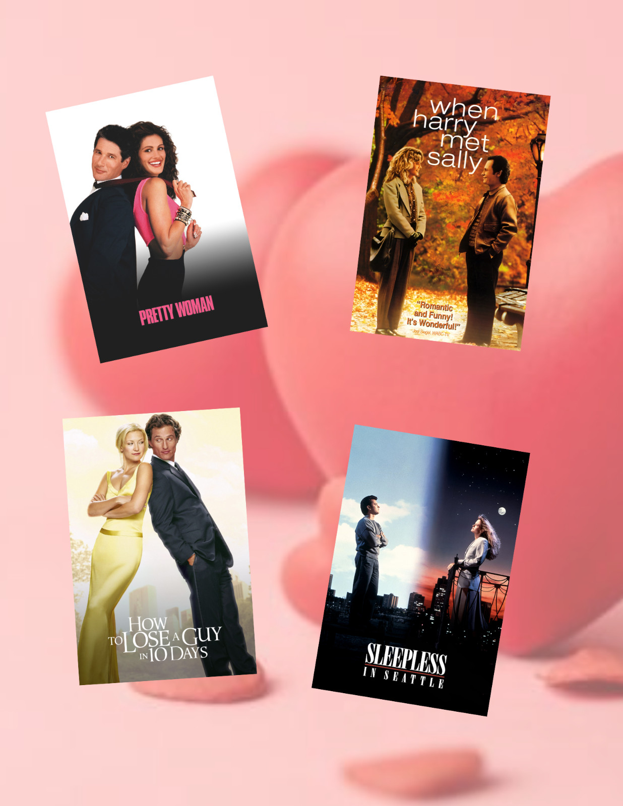 Romantic Comedies Movie Poster Rom Com 4pc Sticker Pack