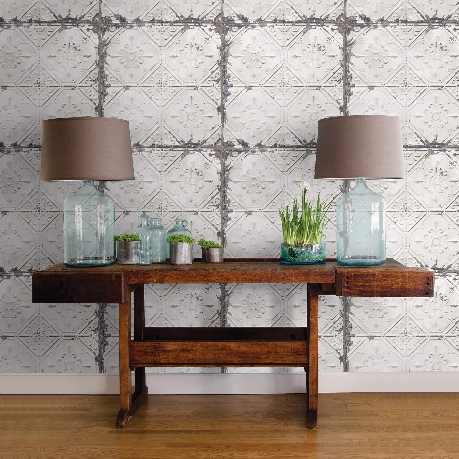 NuWallpaper Vintage Tin Tile Peel & Stick Wallpaper
