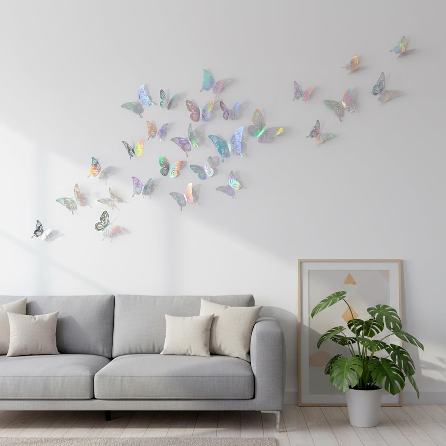Laser Butterfly Wall Decor 48Pcs 3D Silver Butterfly Wall Stickers for Party …