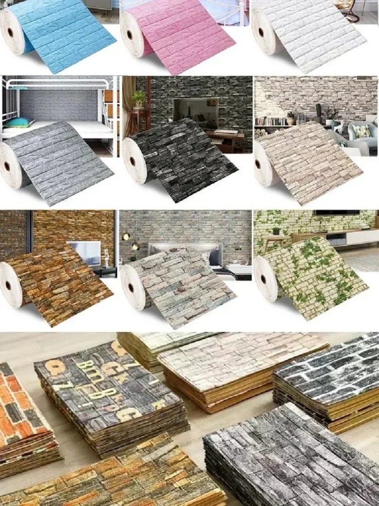 3D Foam Brick Self Adhesive Wallpaper Waterproof Wall Stickers Home Decor
