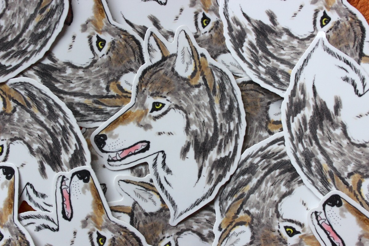 Gray Wolf Head 4" Vinyl Sticker