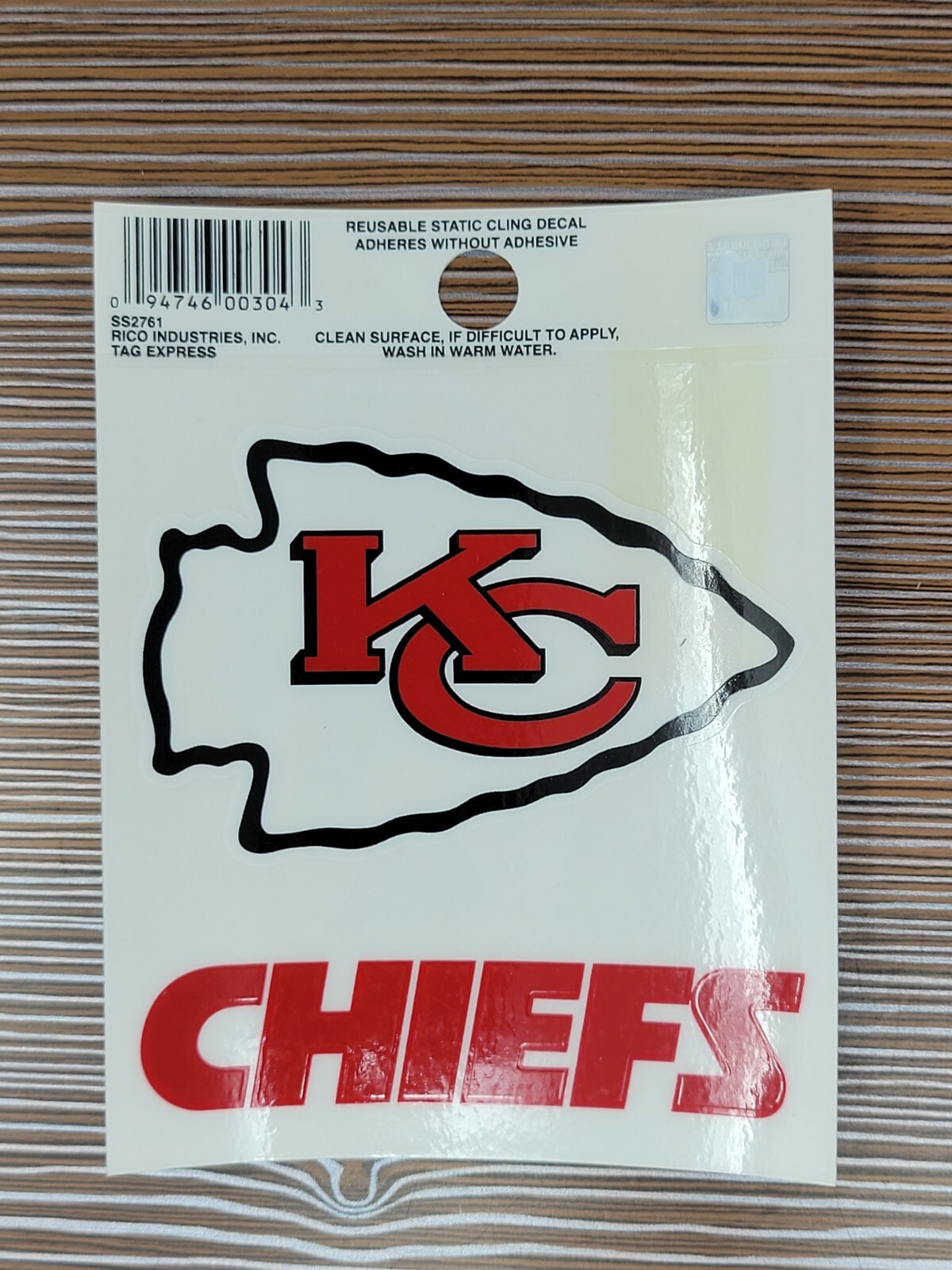 Kansas City Chiefs Small Static-Cling Window Decal Sticker – Approx 3" x 4"