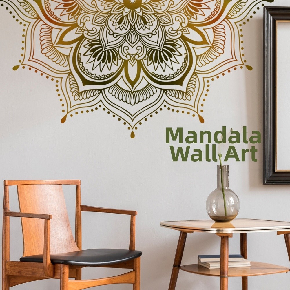 Large Lotus Mandala Wall Decals for Living Room Bedroom Lightweight and