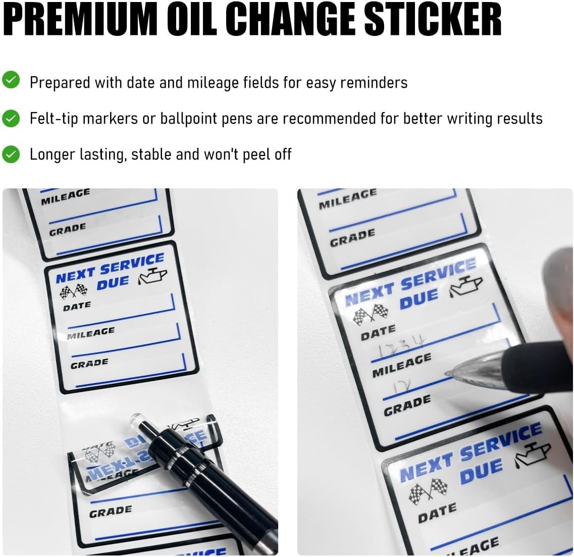300 Pcs 2×2 Inch Oil Change Stickers Auto Windshield Service Reminder