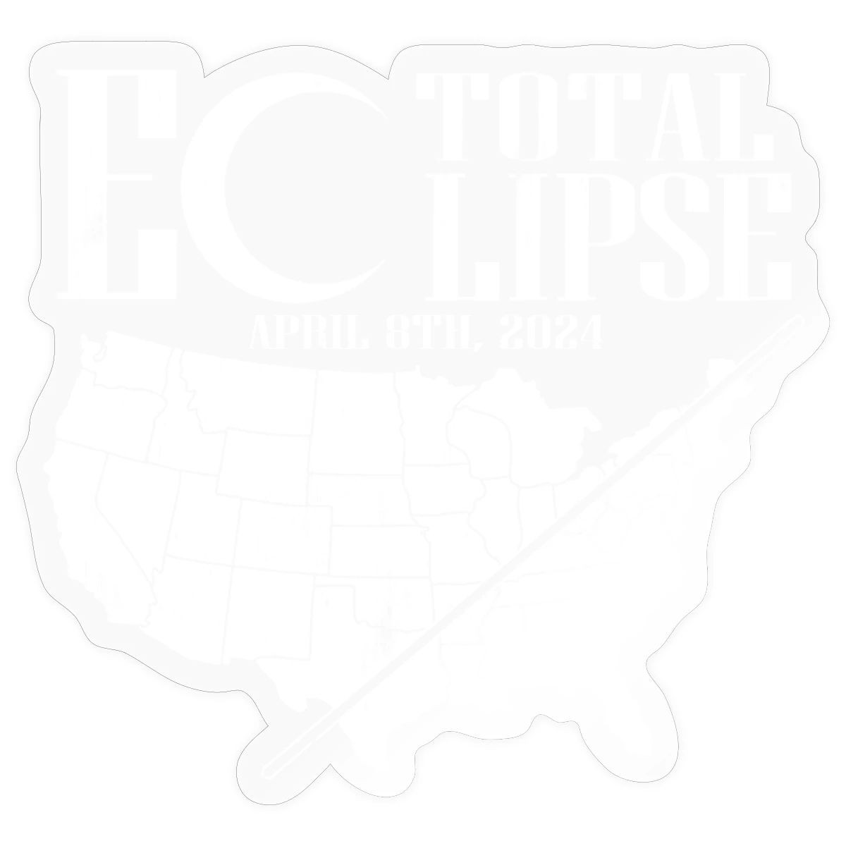 April 2024 Total Eclipse USA Map Path Of Totality Sticker, max. 4 x 4", 4 x 4",