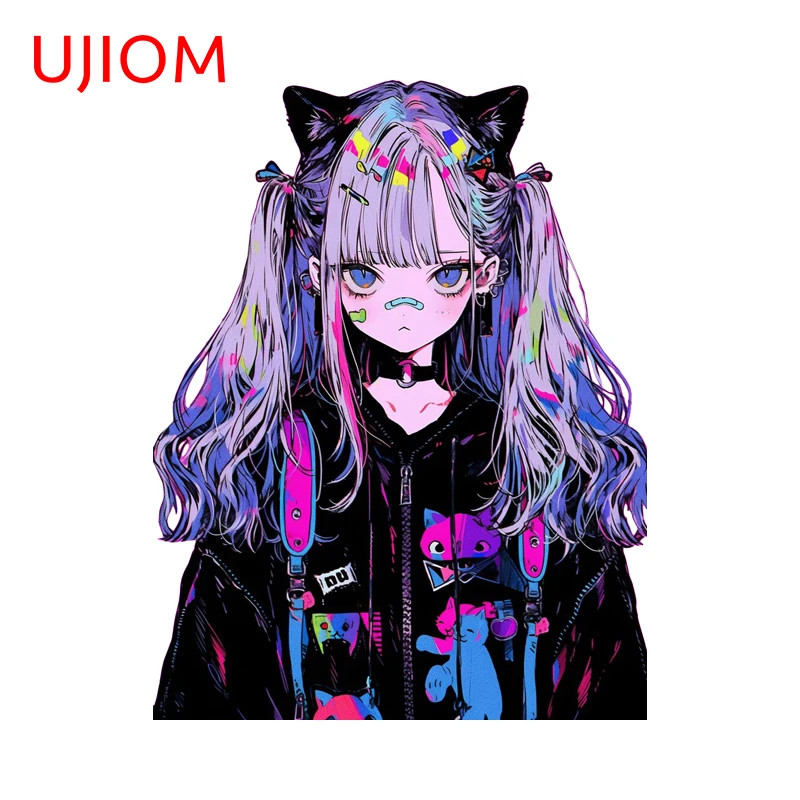 UJIOM Adorable Neon Anime Girl Graphics Wall Sticker Popular Anime Item Humorous